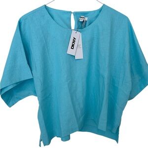 NWT • DKNY Women's Linen-Blend Top